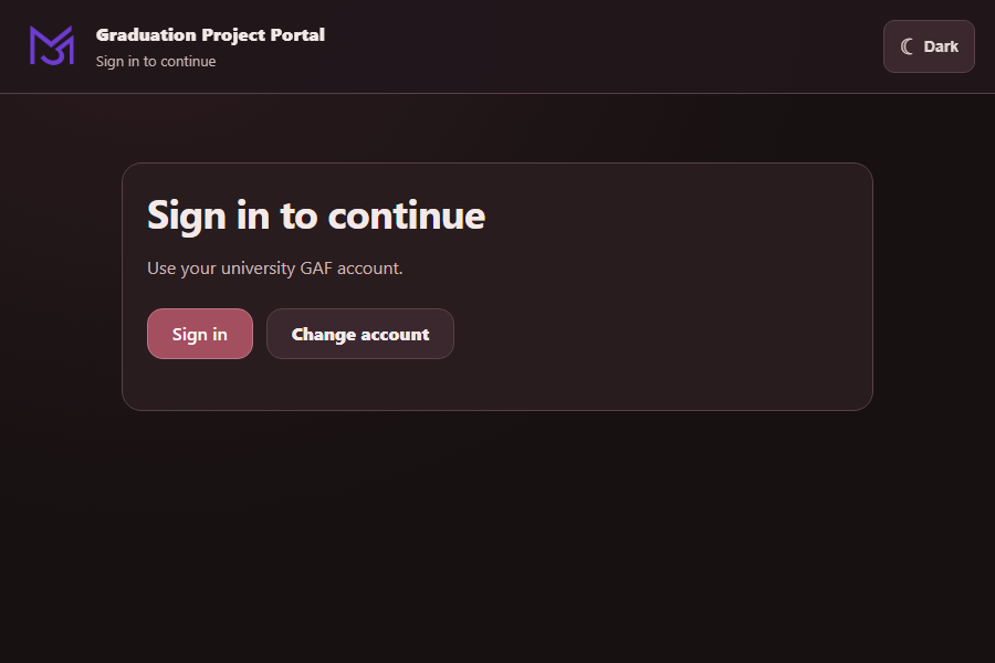 Sign-in screen with Sign in and Change account buttons